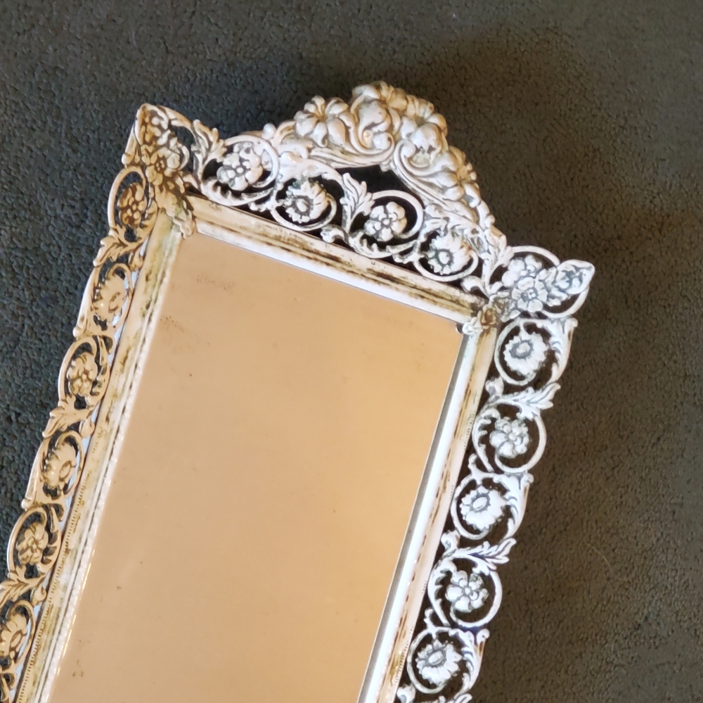 Antique Ornate Floral Mirrored Vanity Tray - Picture 2 of 6